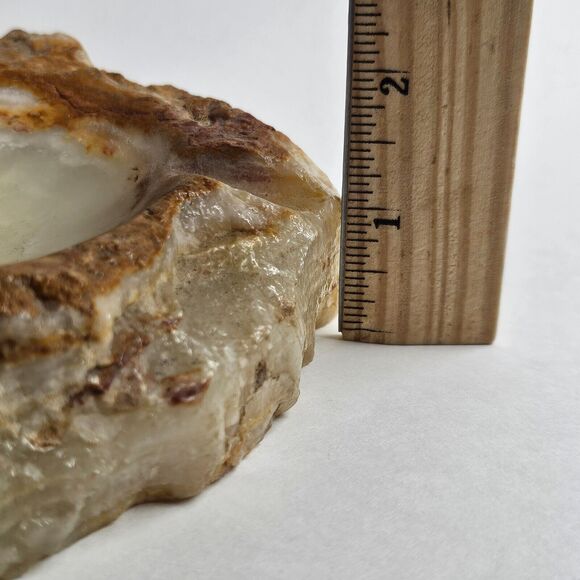 Onyx Ashtray Vintage Carved Stone Solid Rock Vide Poche Trinket Dish Heavy MCM - Picture 6 of 10